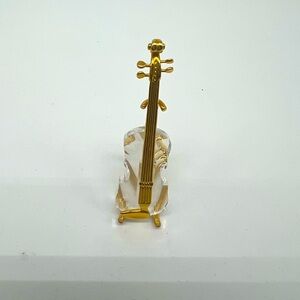 Swarovski Vintage Crystal Memories Classics Series Tiny Gold Violin With Stand